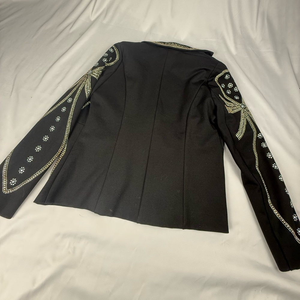 Black Rhinestones Embellished Women's Blazer Jacket - Picture 2 of 8